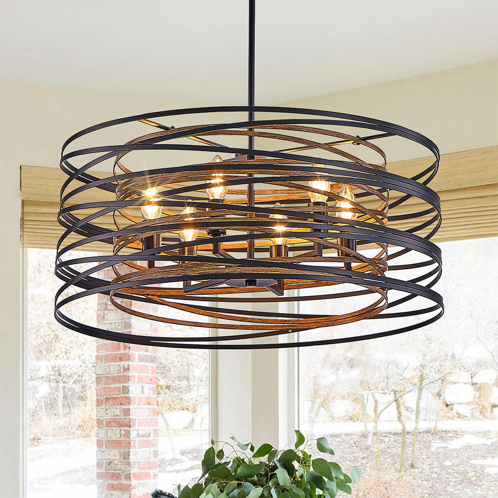 RAVENHURST IRON CAGE CYLINDRICAL PENDANT LIGHT