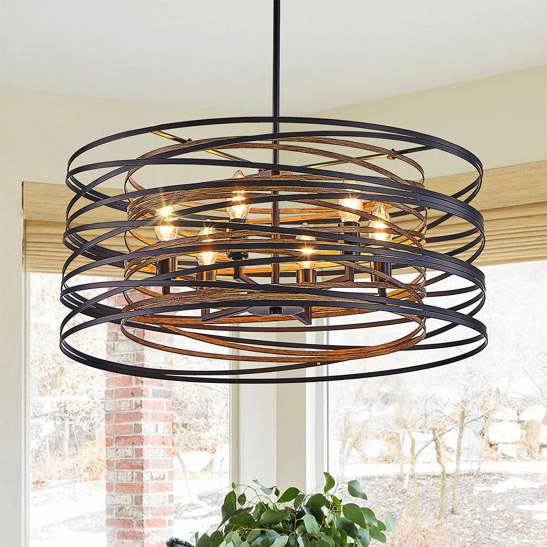 RAVENHURST IRON CAGE CYLINDRICAL PENDANT LIGHT