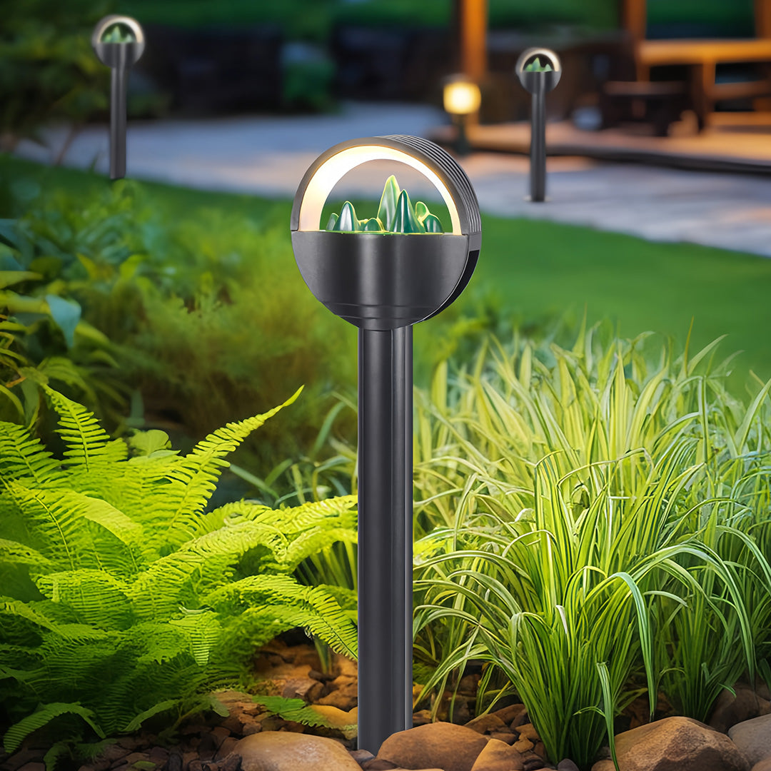 WINDSOR FROSTED ORB GARDEN ILLUMINATOR, WEATHER-RESISTANT PATHWAY LANTERN