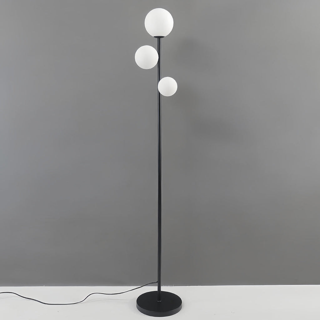 WINTHROP TRIO SPHERE FLOOR LIGHTING IN GILDED BLACK AND WHITE