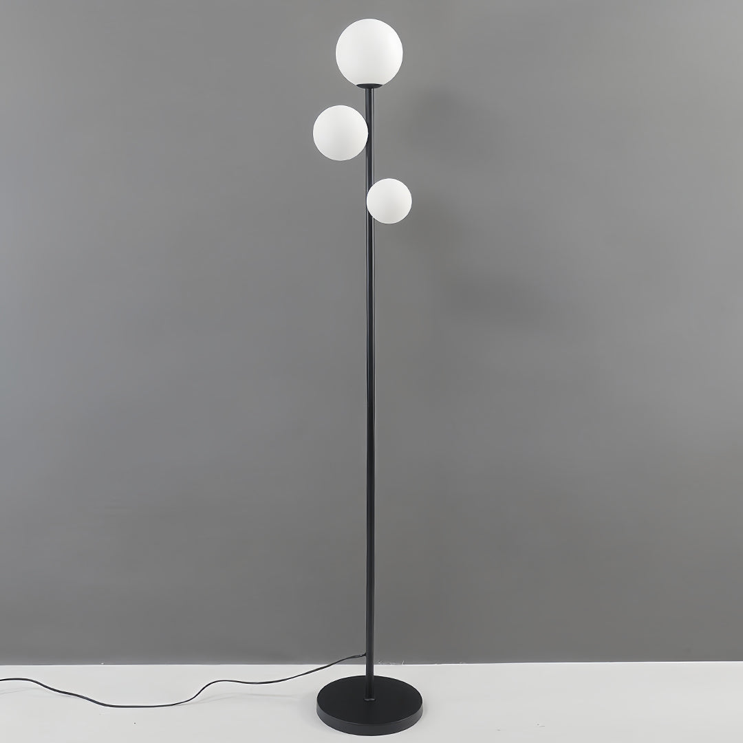 WINTHROP TRIO SPHERE FLOOR LIGHTING IN GILDED BLACK AND WHITE