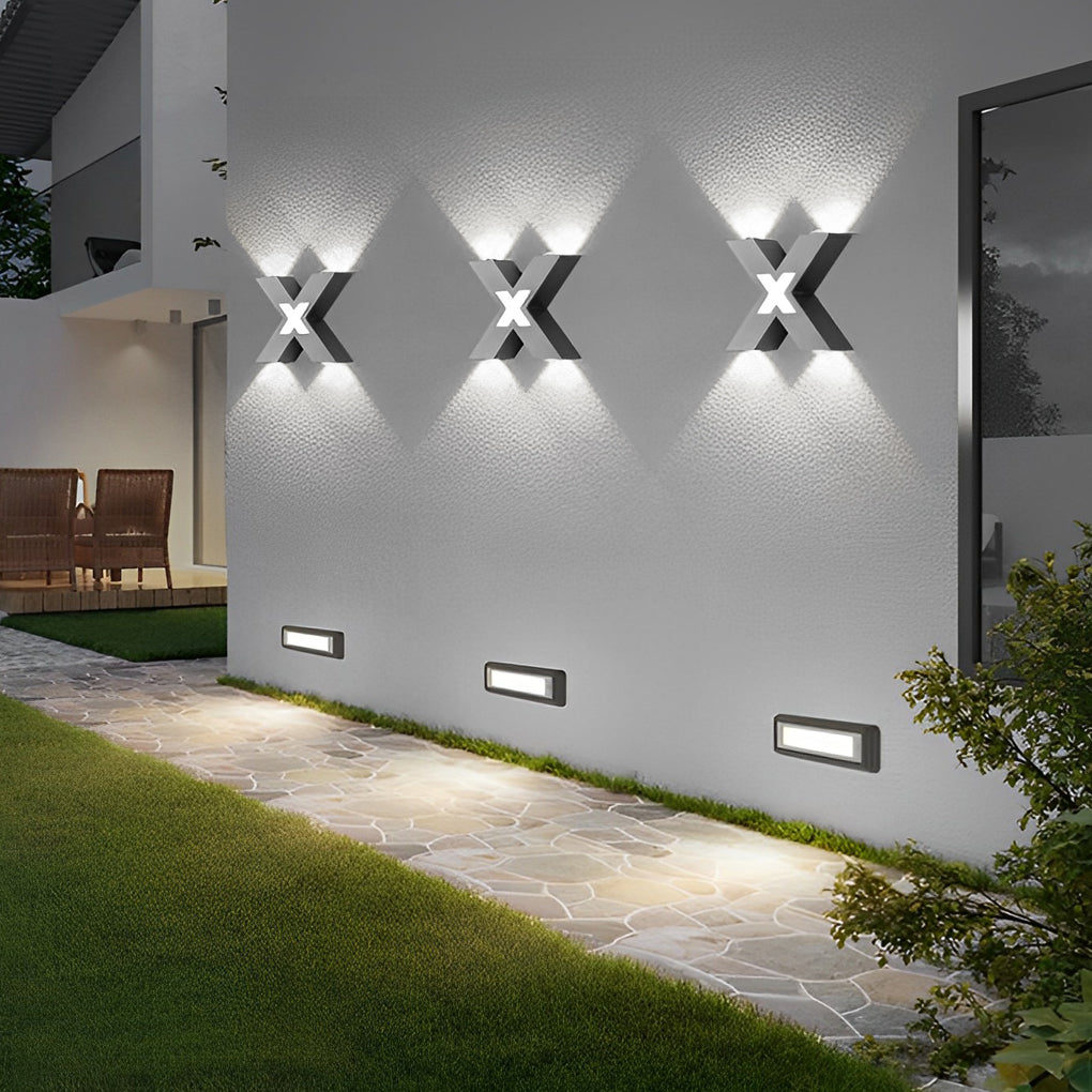 RAVENHURST MODERN X-SHAPED OUTDOOR LED WALL LIGHTING