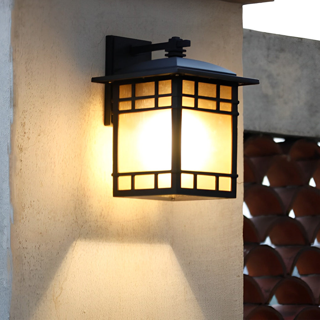 WINTHORPE SQUARE YELLOW GLASS OUTDOOR WALL LANTERN