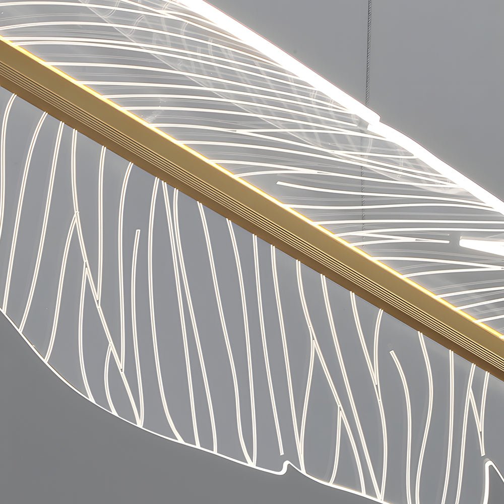 WINTHROP ACRYLIC FEATHERED LEAF LED CHANDELIER WITH DIMMABLE SETTINGS