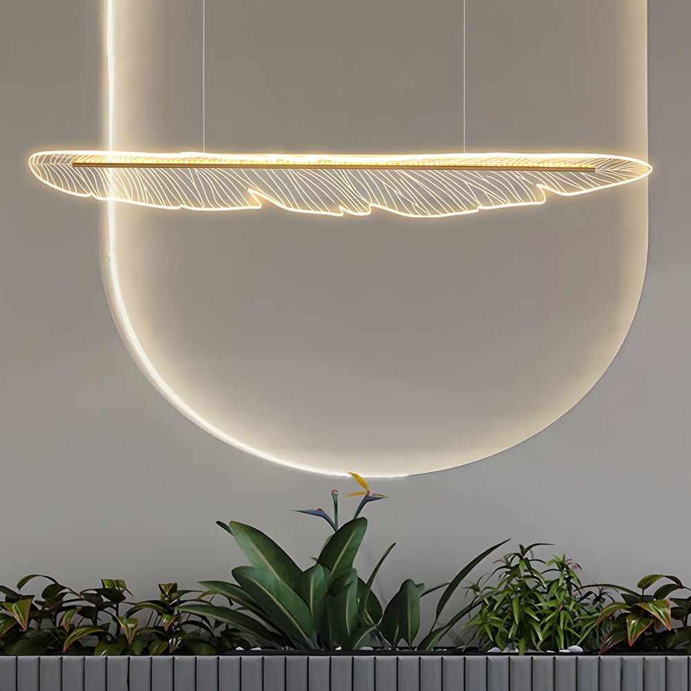 WINTHROP ACRYLIC FEATHERED LEAF LED CHANDELIER WITH DIMMABLE SETTINGS