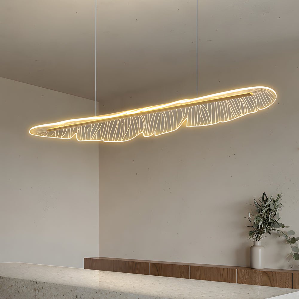 WINTHROP ACRYLIC FEATHERED LEAF LED CHANDELIER WITH DIMMABLE SETTINGS