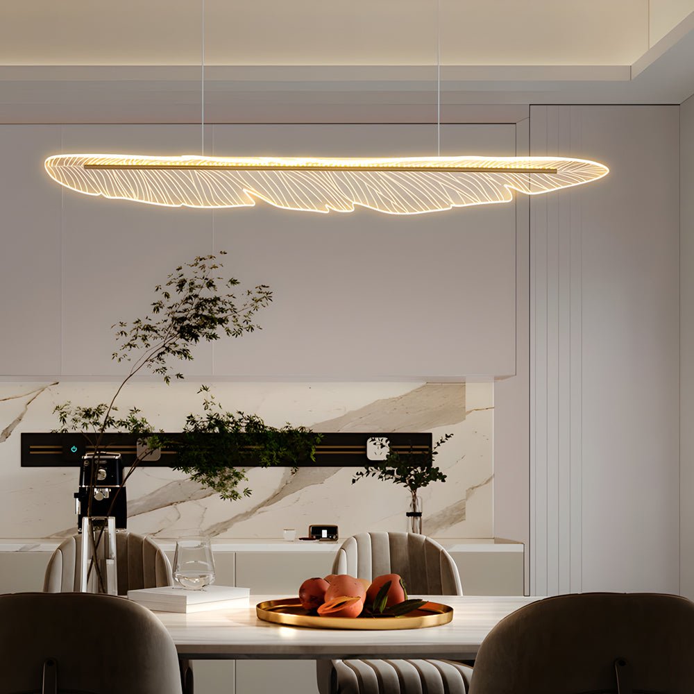 WINTHROP ACRYLIC FEATHERED LEAF LED CHANDELIER WITH DIMMABLE SETTINGS