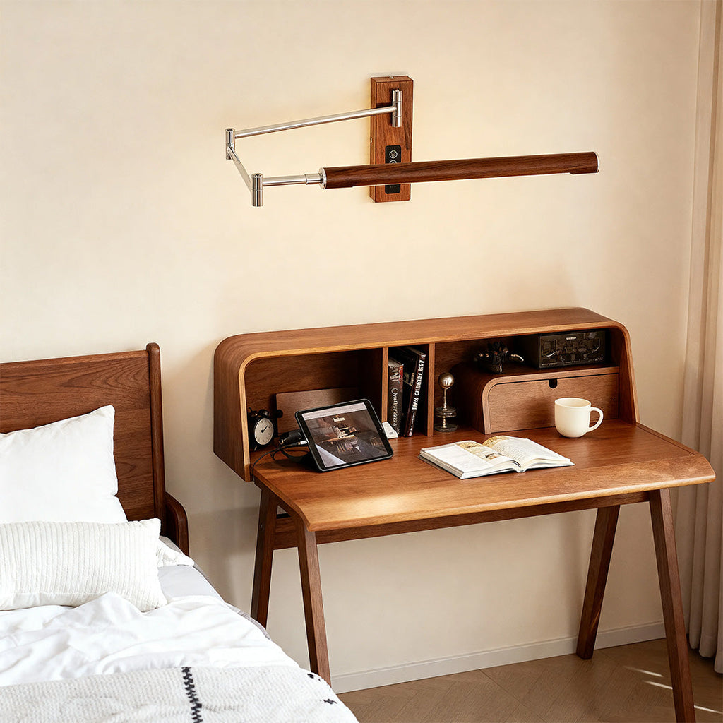 WINTHROP MID-CENTURY SWING ARM LIGHT WITH WALNUT FINISH