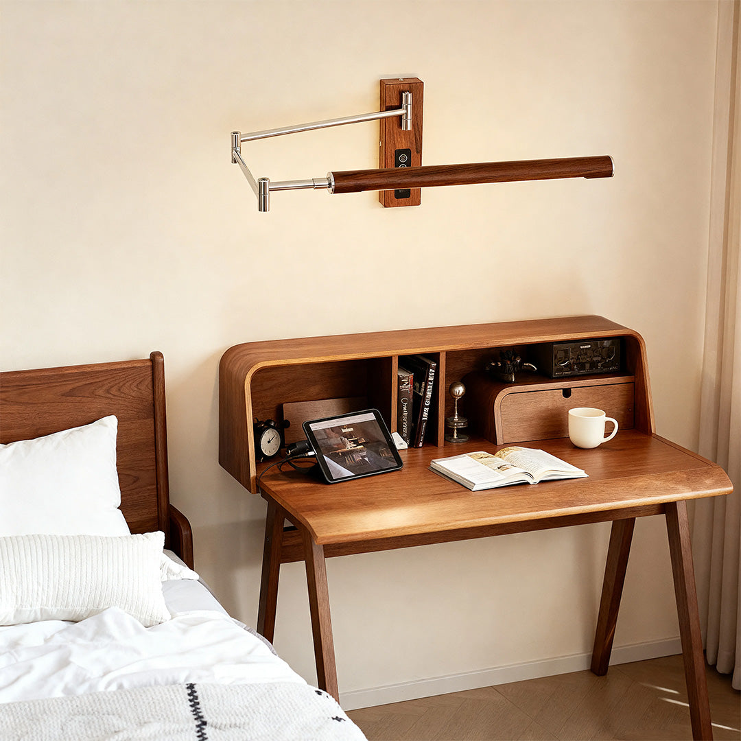 WINTHROP MID-CENTURY SWING ARM LIGHT WITH WALNUT FINISH