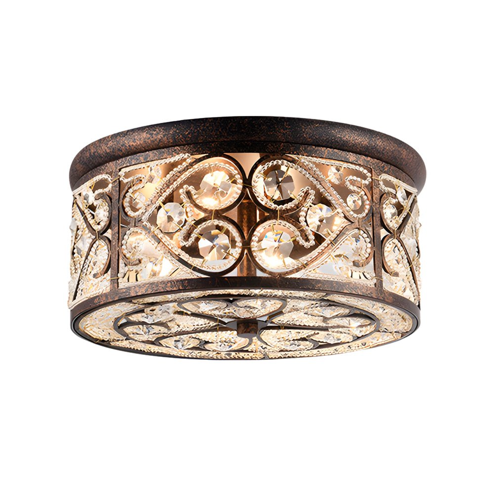 WINTHROP 13-INCH CRYSTAL DRUM FLUSH MOUNT LIGHTING