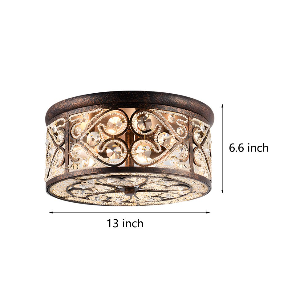 WINTHROP 13-INCH CRYSTAL DRUM FLUSH MOUNT LIGHTING