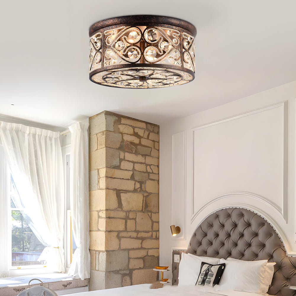 WINTHROP 13-INCH CRYSTAL DRUM FLUSH MOUNT LIGHTING