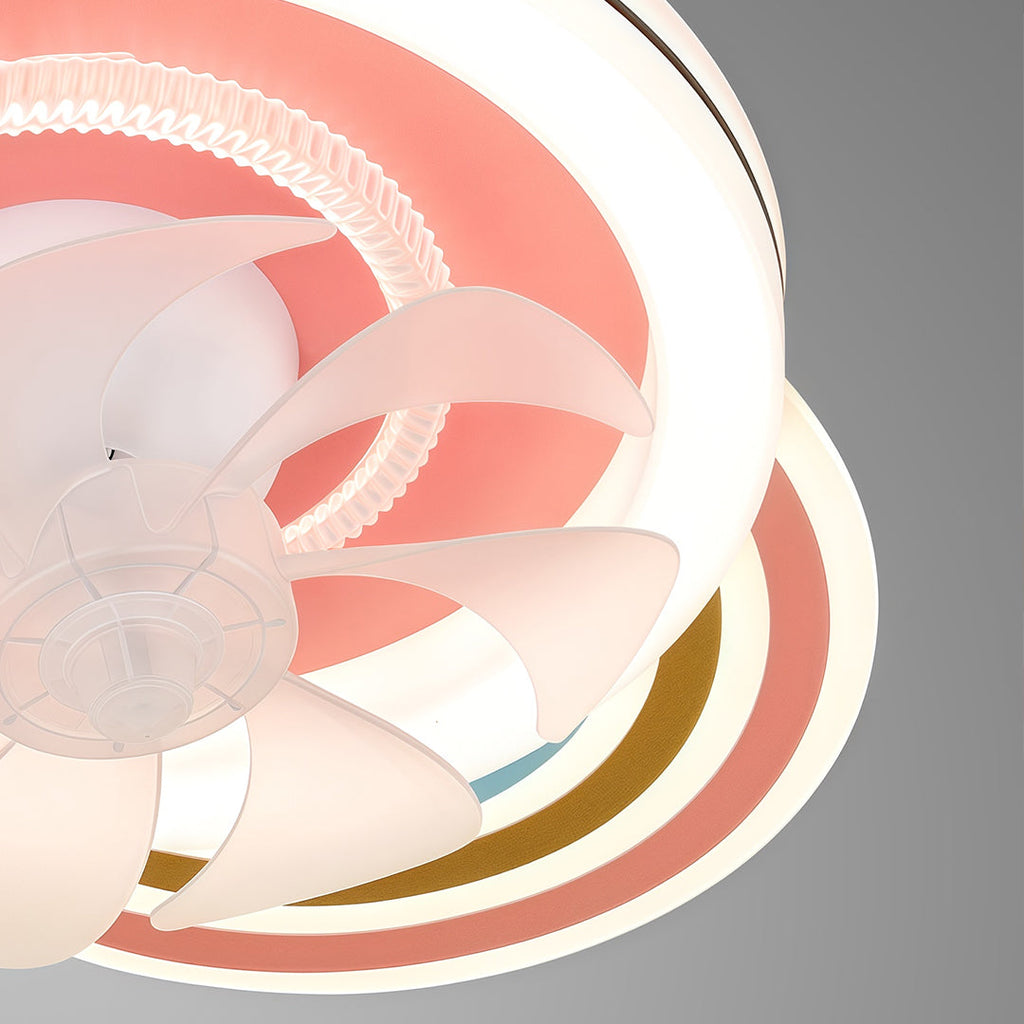 CHARLOTTESVILLE PINK AND WHITE LED CEILING FAN WITH DIMMABLE LIGHTING