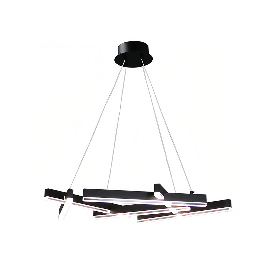 RAVENSCROFT MODERN BLACK METAL GEOMETRIC CHANDELIER WITH LED ILLUMINATION