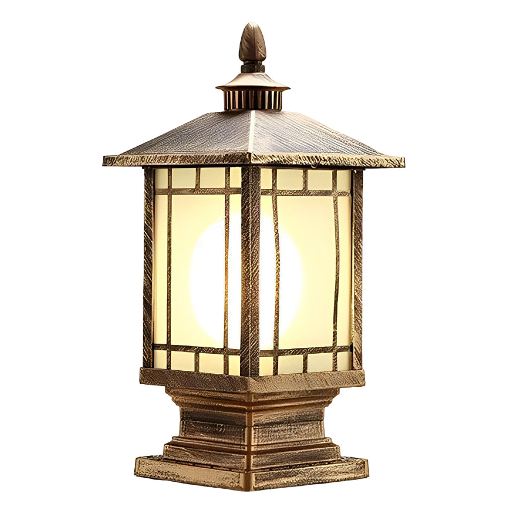 WINCHESTER VINTAGE IRON POST LANTERN - WATER-RESISTANT OUTDOOR ILLUMINATION