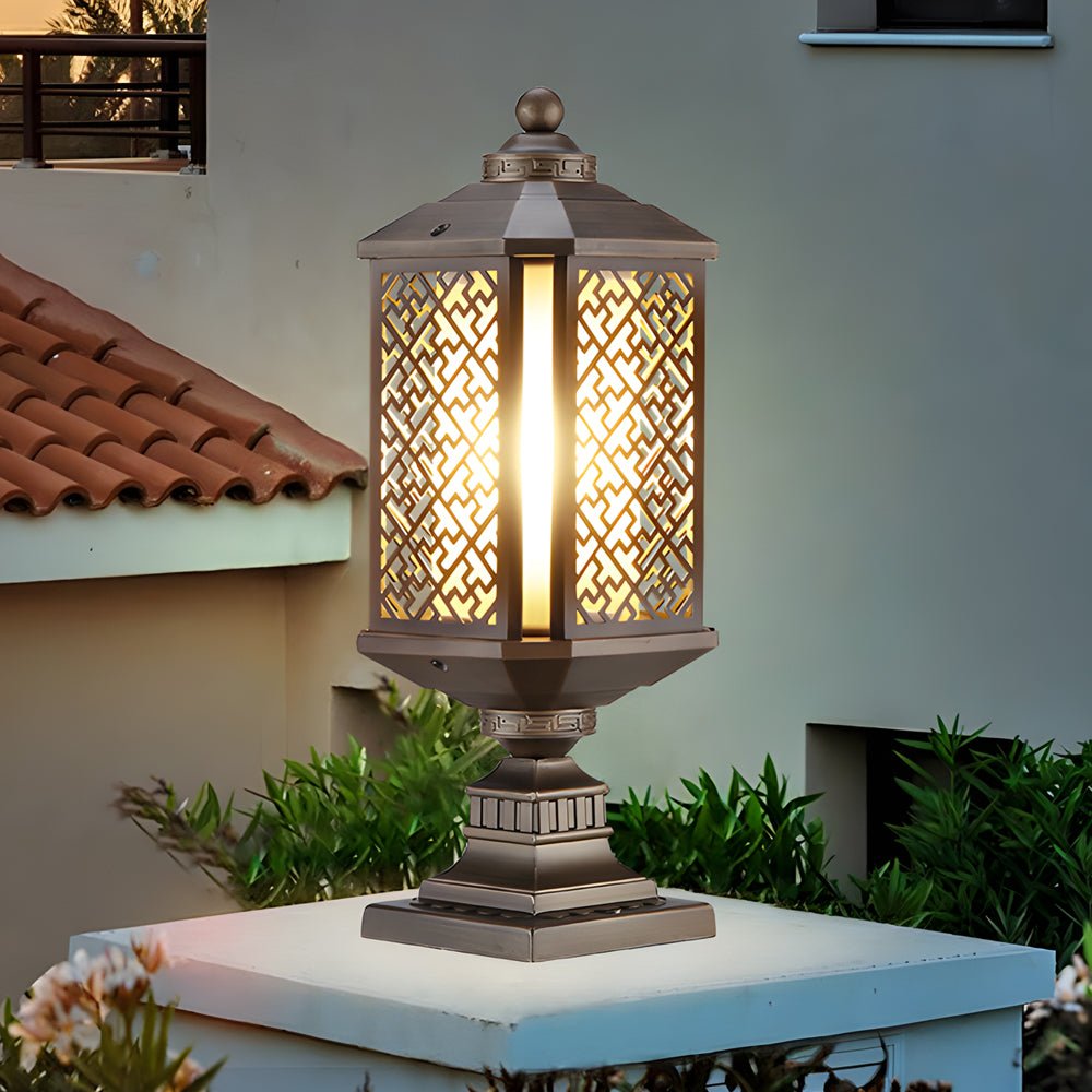 1. **WILLOUGHBY VINTAGE ALUMINUM FENCE LANTERN**  
   A timeless die-cast aluminum fixture featuring a waterproof glass shade, perfect for illuminating garden pathways with nostalgic charm.

2. **CHARLESTON RETRO GLASS POST LUMINAIRE**  
   A striking ble