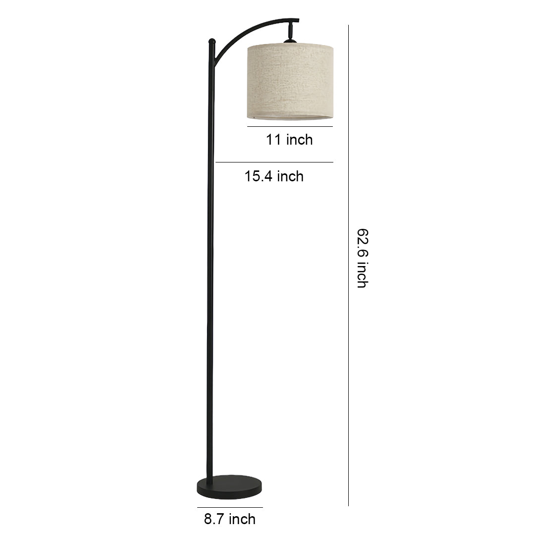WINDSOR ARC METAL FLOOR LAMP WITH FABRIC SHADE