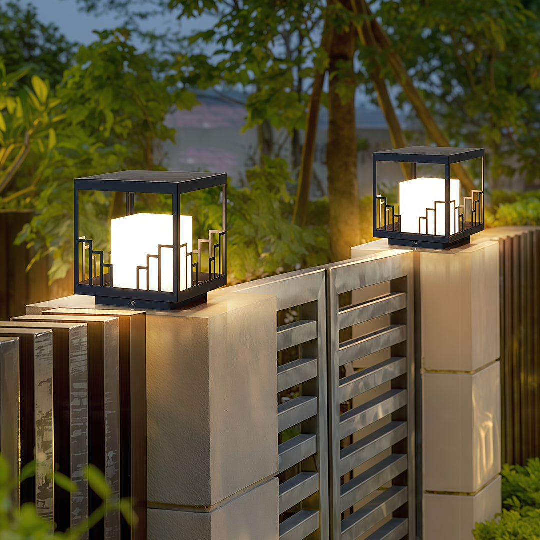 THORNBURY WEATHERED IRON OUTDOOR COLUMN LANTERN