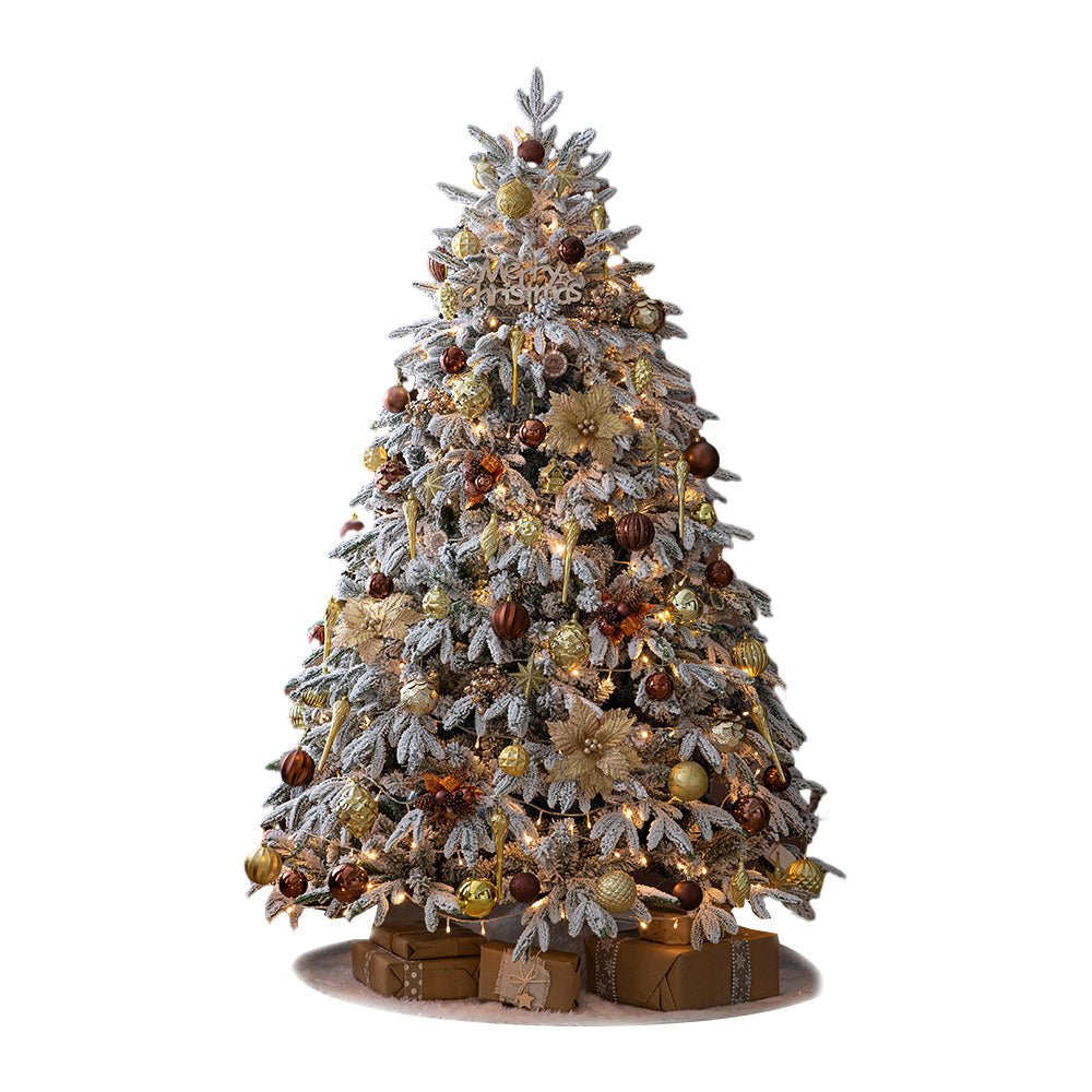 FROSTWELL WHIMSICAL SNOWFALL CHRISTMAS TREE WITH ILLUMINATED STRING ACCENTS