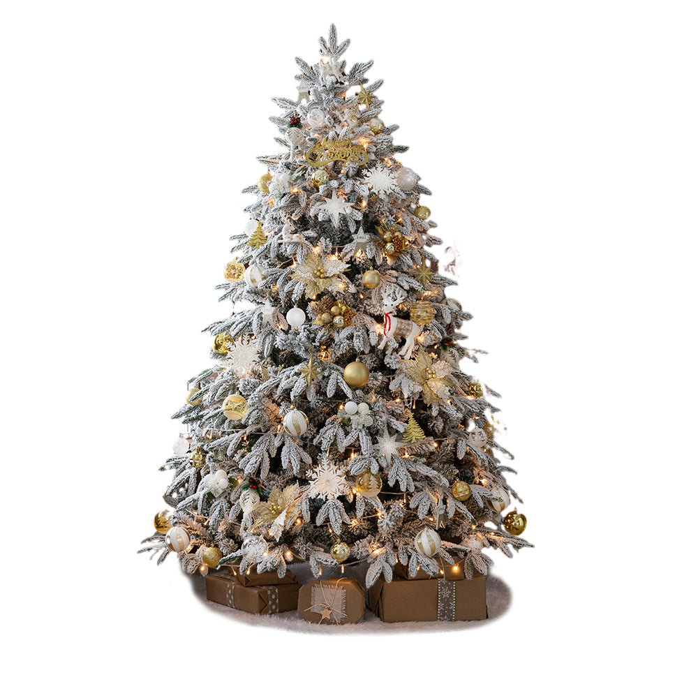 FROSTWELL WHIMSICAL SNOWFALL CHRISTMAS TREE WITH ILLUMINATED STRING ACCENTS