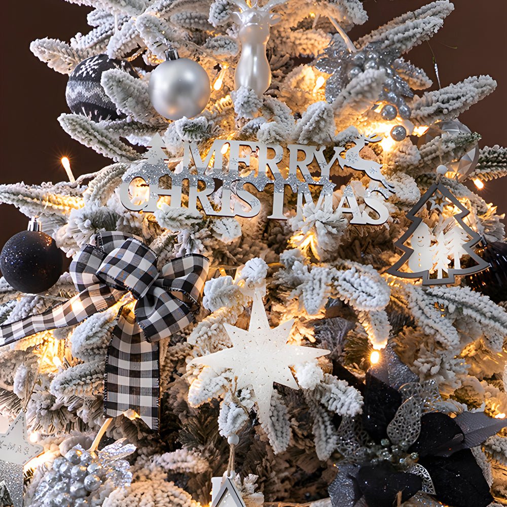 FROSTWELL WHIMSICAL SNOWFALL CHRISTMAS TREE WITH ILLUMINATED STRING ACCENTS