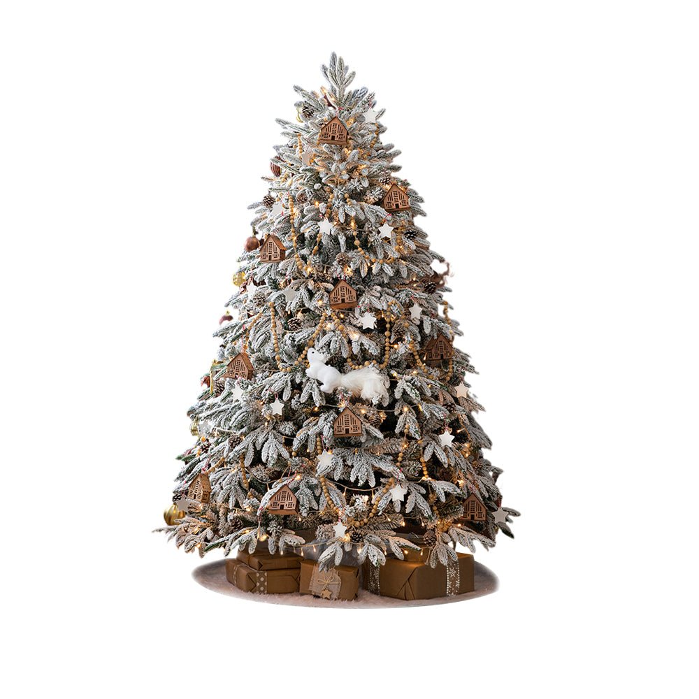 FROSTWELL WHIMSICAL SNOWFALL CHRISTMAS TREE WITH ILLUMINATED STRING ACCENTS