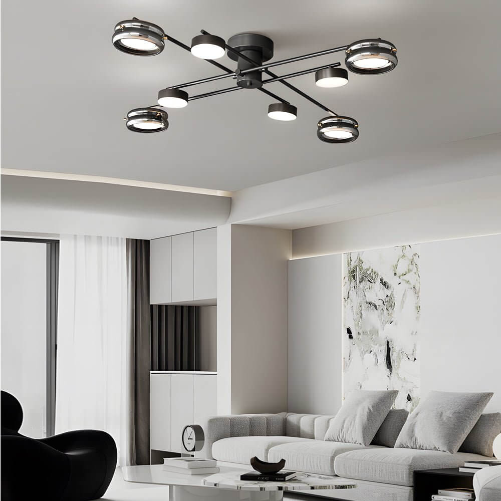 CHARLESTON COPPER TRIPLE-ARMED SEMI-FLUSH CEILING LANTERN