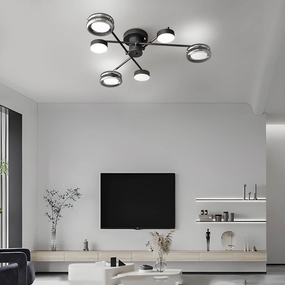 CHARLESTON COPPER TRIPLE-ARMED SEMI-FLUSH CEILING LANTERN