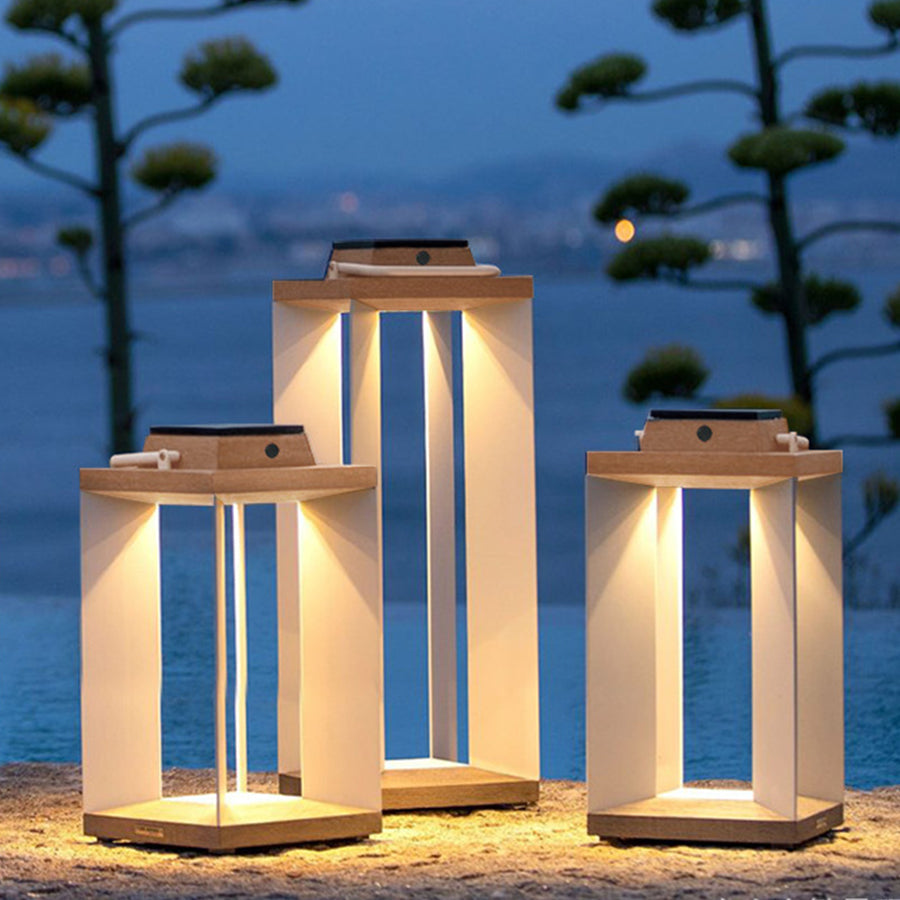 WINDSOR WOODEN SOLAR GLOW LANTERN FOR OUTDOOR AMBIENCE
