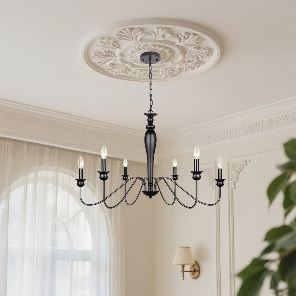 RAVENHURST BLACK CANDLELIGHT CEILING LANTERN WITH CUSTOM CHAIN