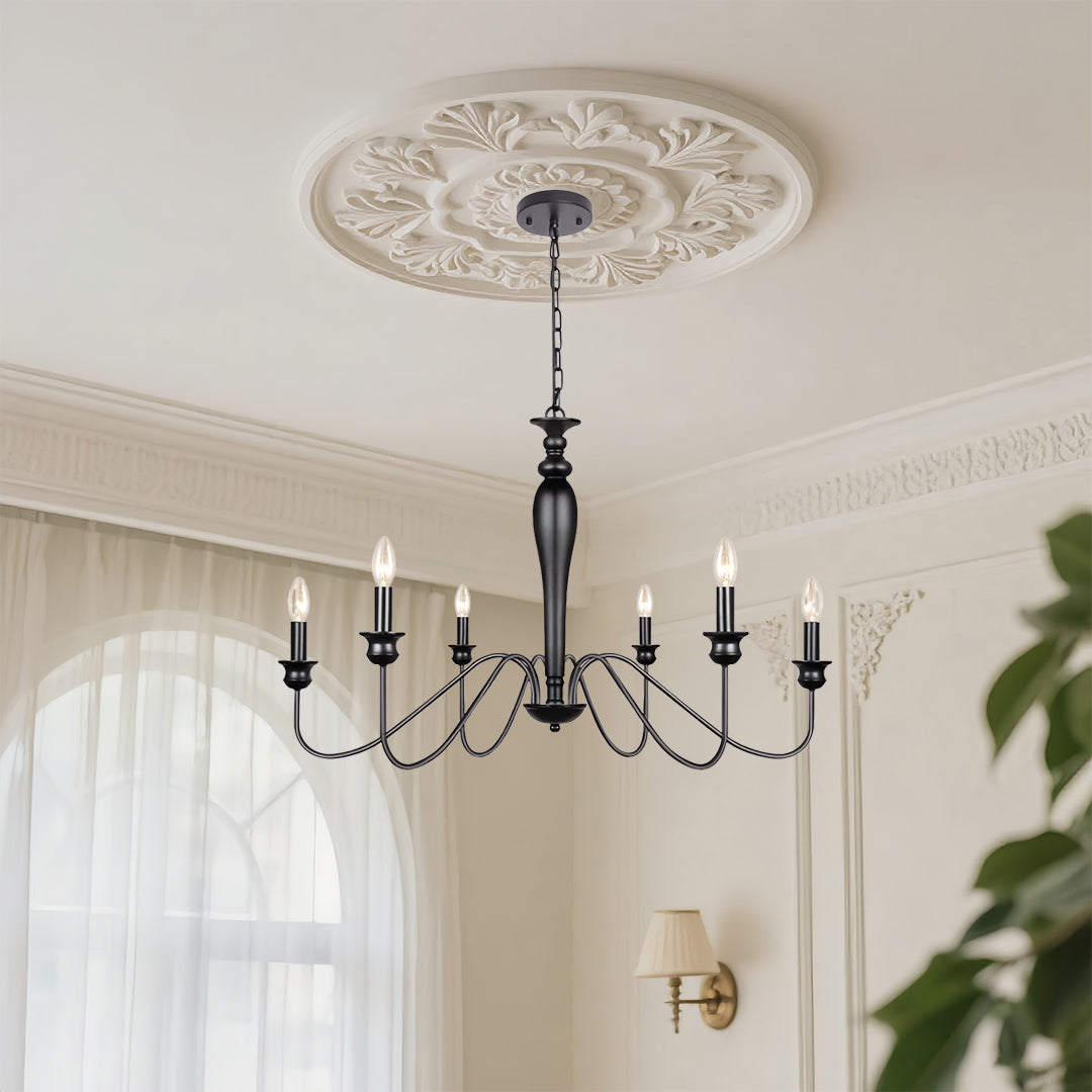 RAVENHURST BLACK CANDLELIGHT CEILING LANTERN WITH CUSTOM CHAIN