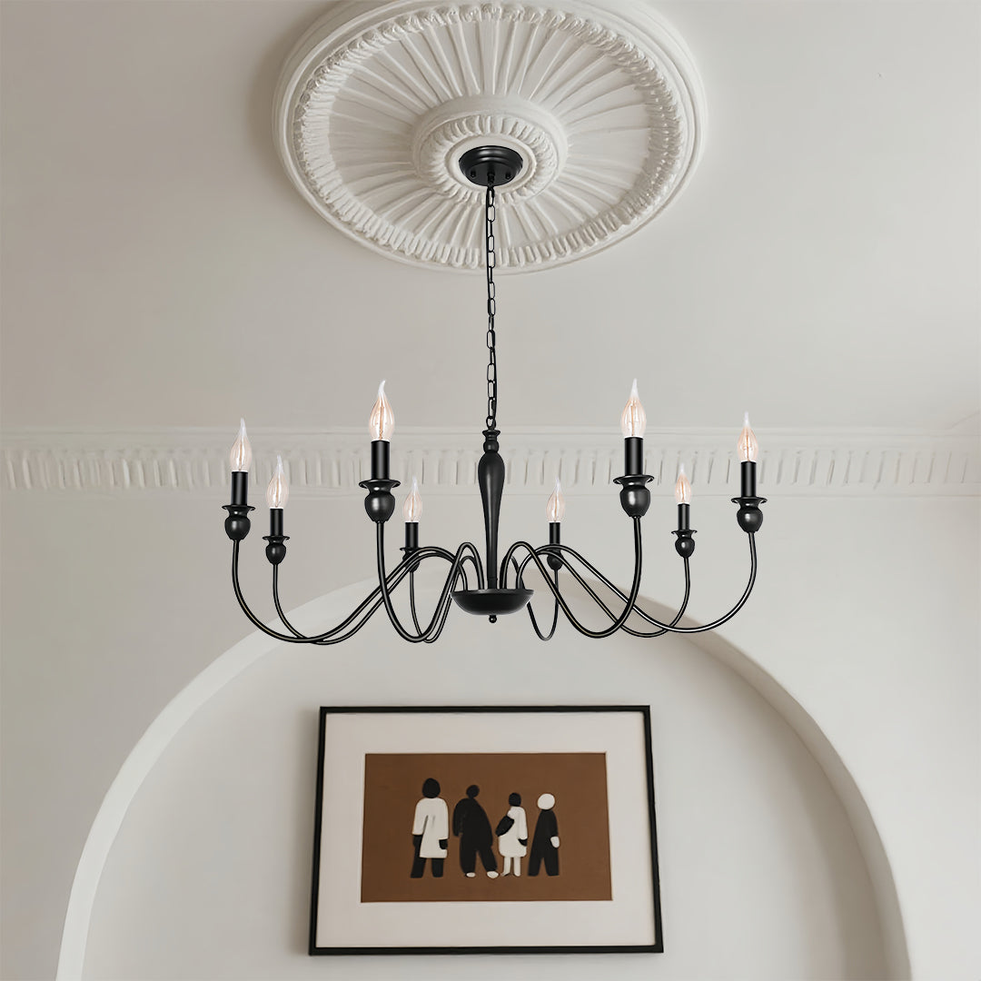 RAVENHURST BLACK CANDLELIGHT CEILING LANTERN WITH CUSTOM CHAIN