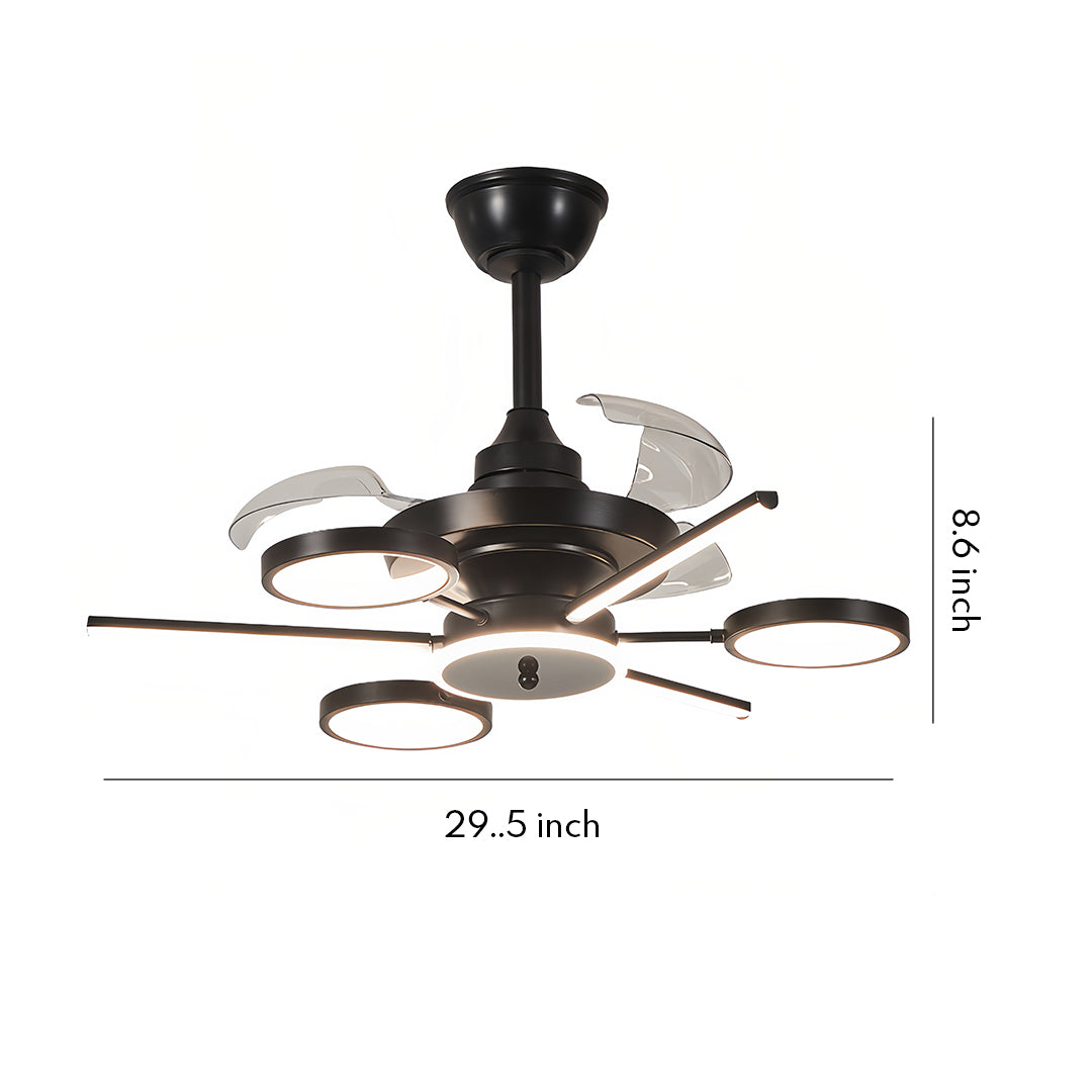RAVENHALL TRIPLE-BLADE CEILING FAN WITH ILLUMINATED ACCENTS IN FRENCH VINTAGE BLACK IRON