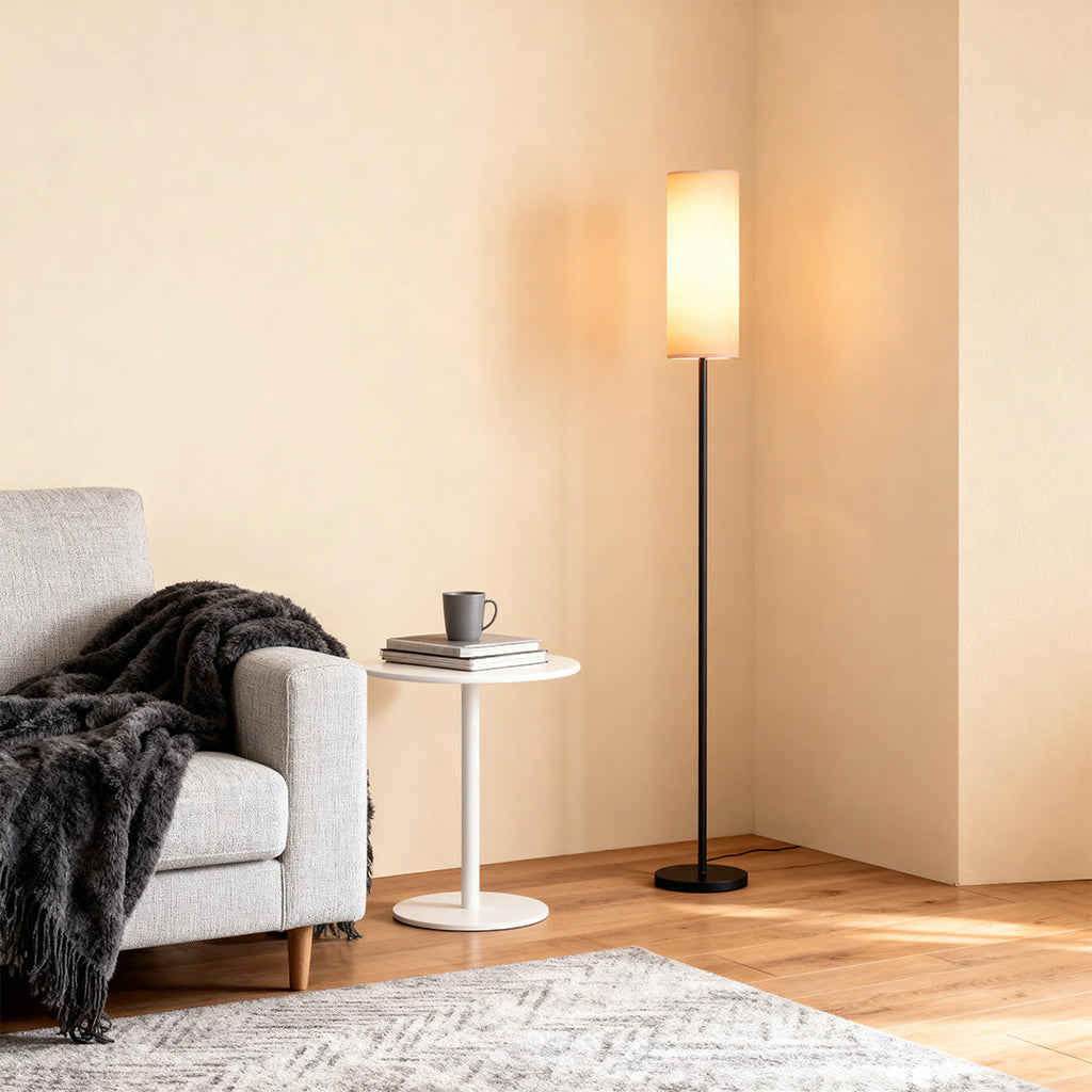 RAVENHALL IRON POST LAMP WITH LINEN SHADE