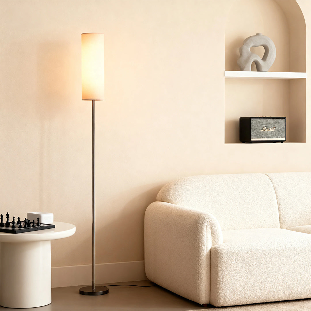 RAVENHALL IRON POST LAMP WITH LINEN SHADE