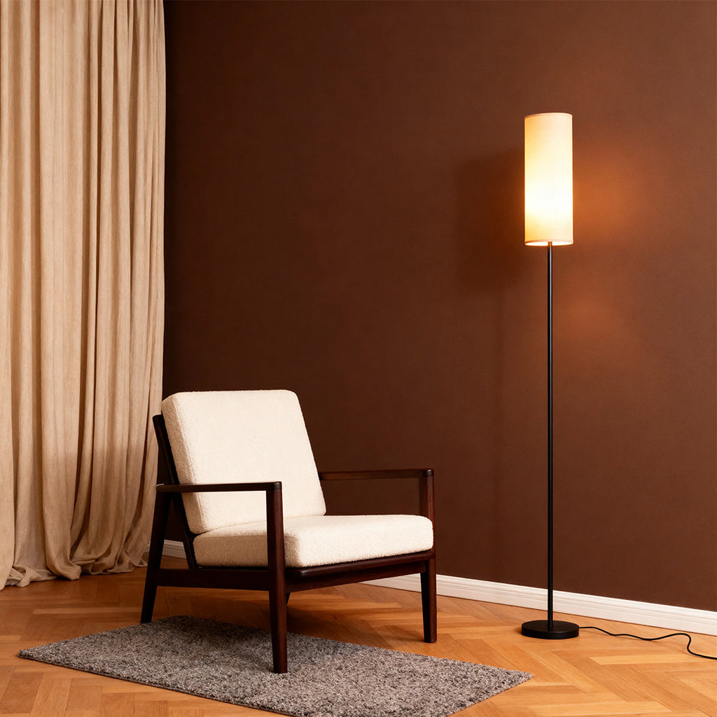 RAVENHALL IRON POST LAMP WITH LINEN SHADE