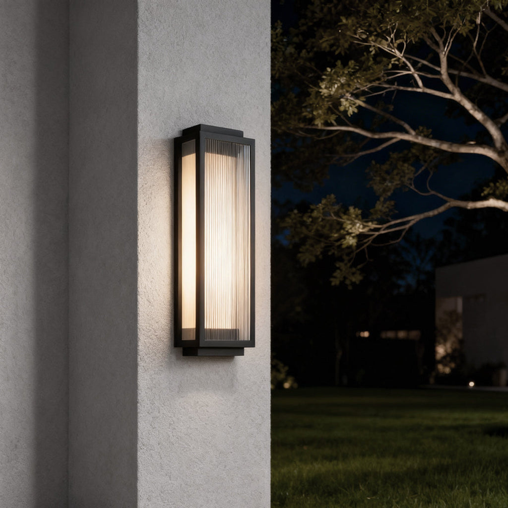 WINTHORPE REEDED GLASS RECTANGLE OUTDOOR LED WALL LANTERN