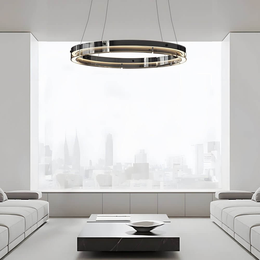 RAVENHALL BLACK CRYSTAL RING PENDANT LIGHT