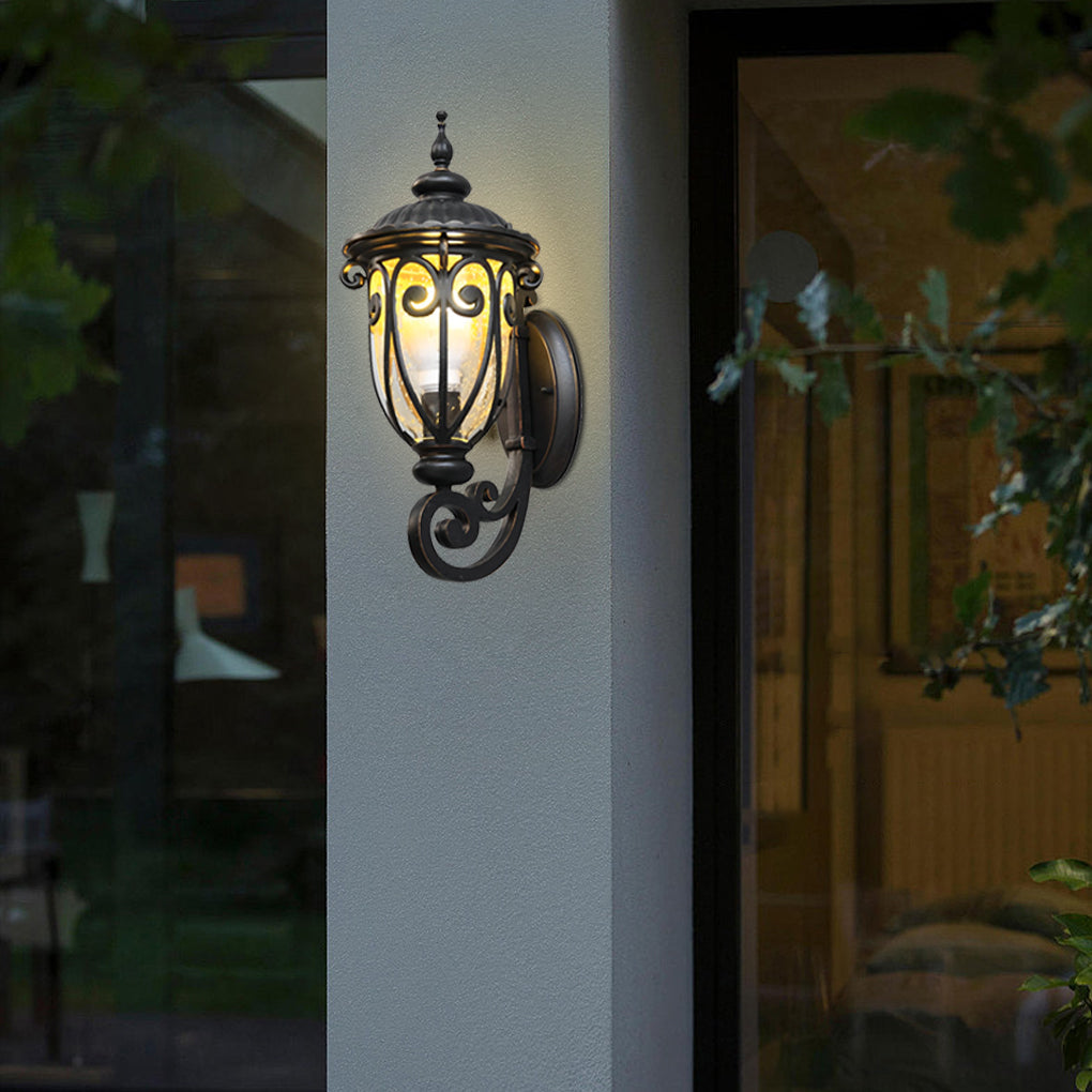 RAVENHALL BLACK GLASS OUTDOOR WALL LANTERN