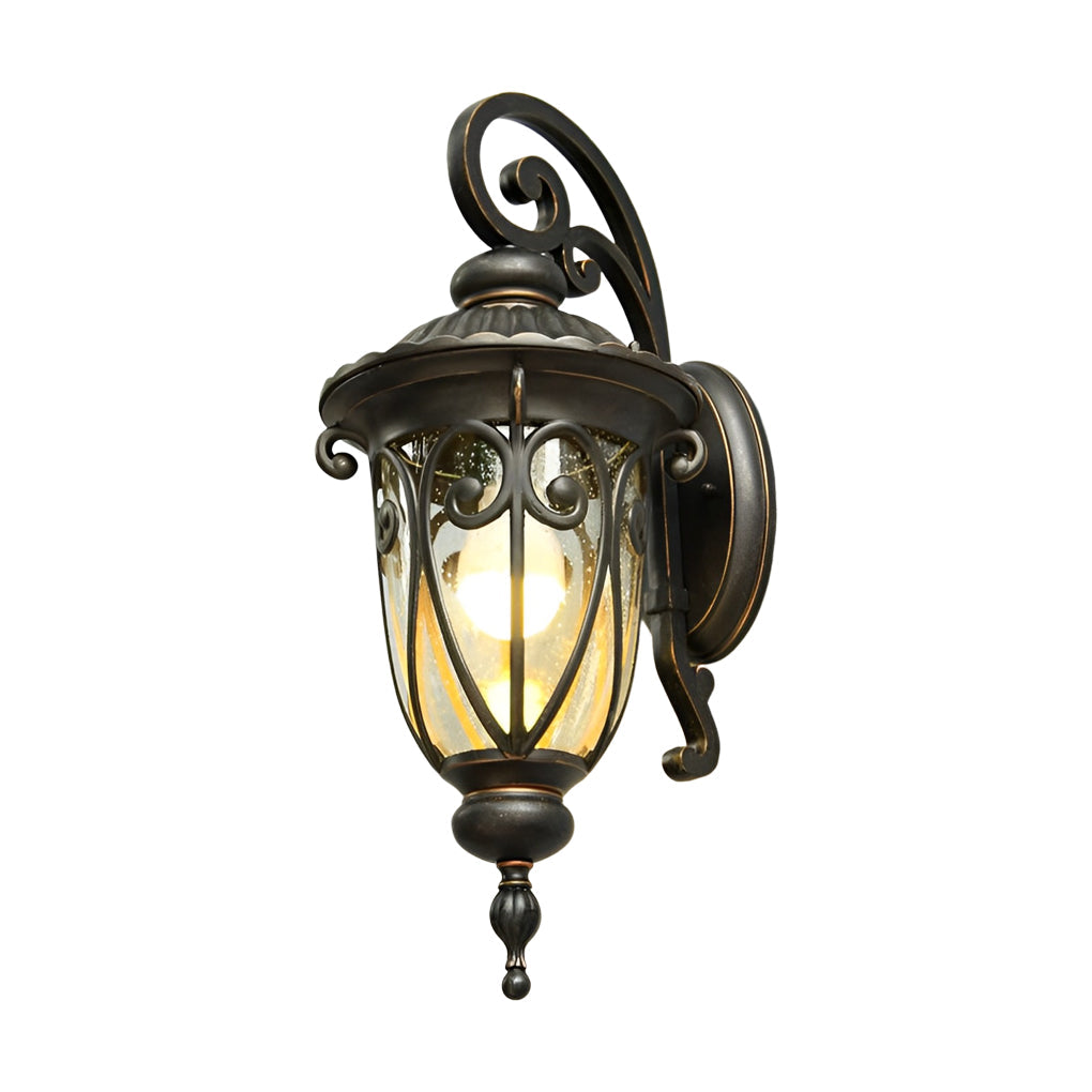 RAVENHALL BLACK GLASS OUTDOOR WALL LANTERN