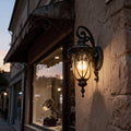 RAVENHALL BLACK GLASS OUTDOOR WALL LANTERN