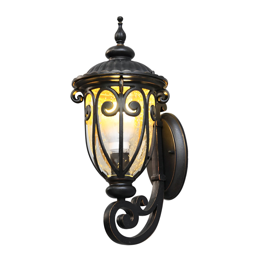 RAVENHALL BLACK GLASS OUTDOOR WALL LANTERN