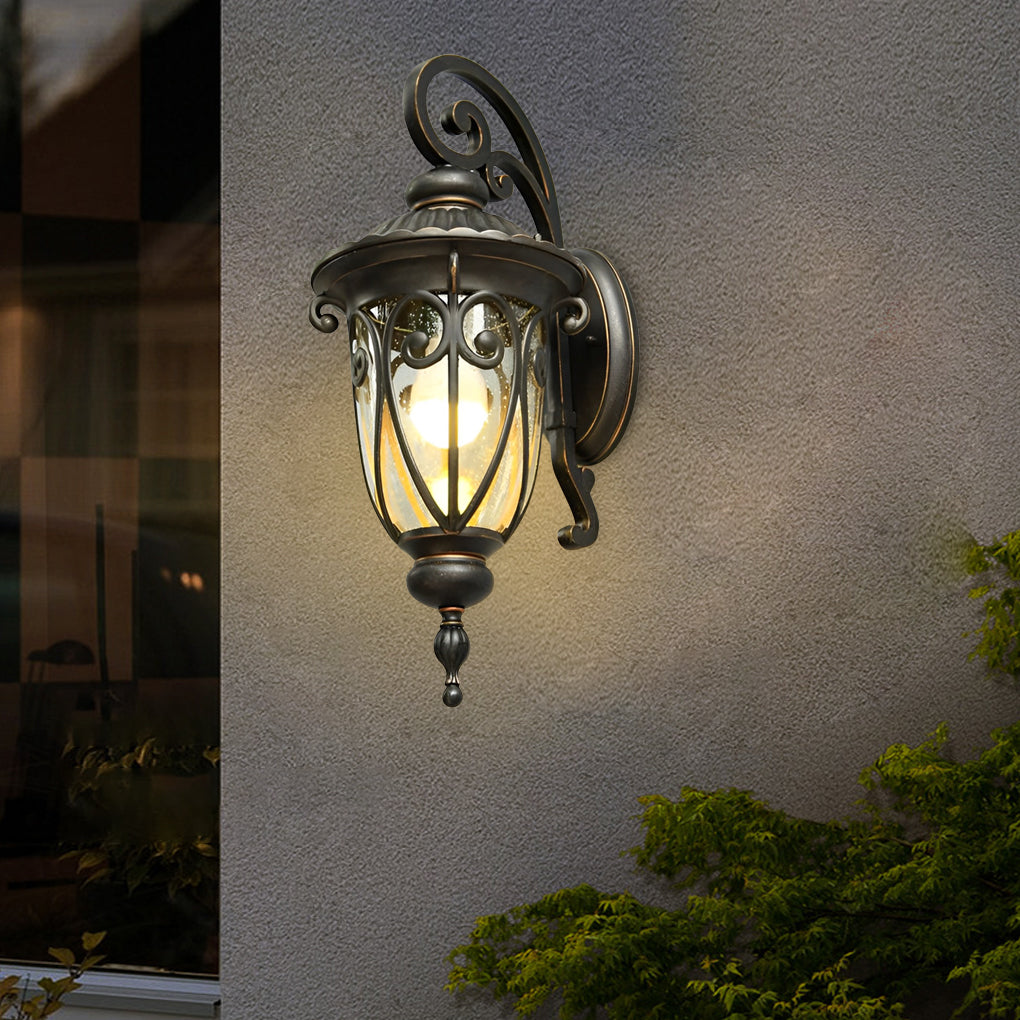 RAVENHALL BLACK GLASS OUTDOOR WALL LANTERN