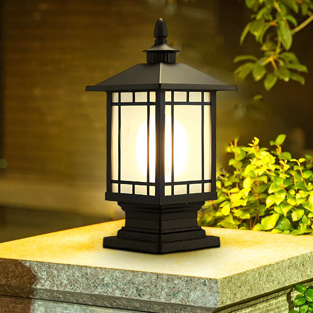 WINCHESTER VINTAGE IRON POST LANTERN - WATER-RESISTANT OUTDOOR ILLUMINATION