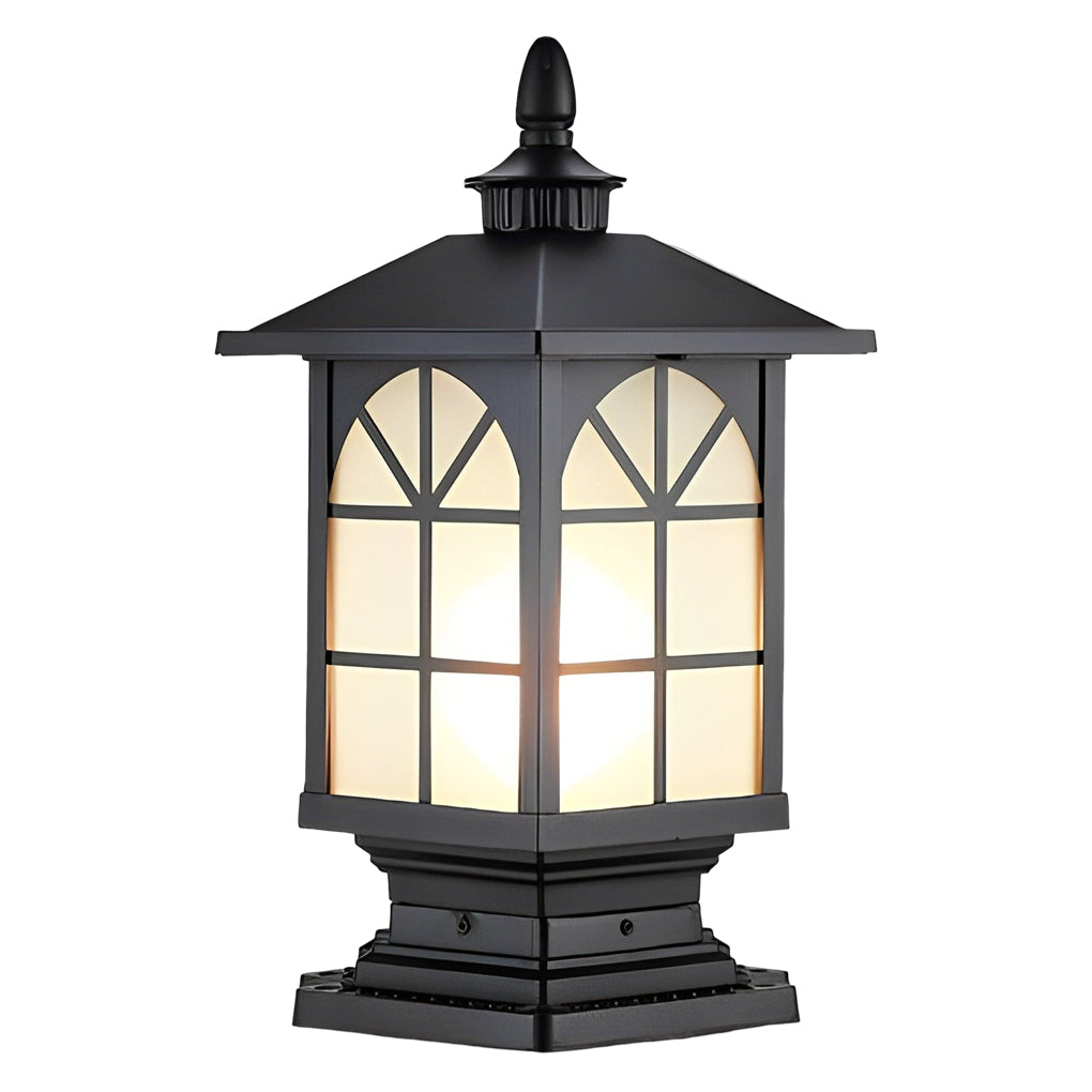 WINCHESTER VINTAGE IRON POST LANTERN - WATER-RESISTANT OUTDOOR ILLUMINATION