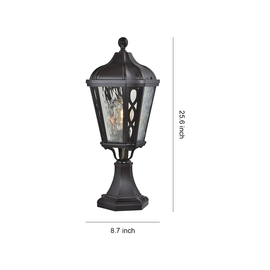 RAVENSHIRE WEATHERED ALUMINUM GARDEN LANTERN WITH GLASS ENCLOSURE