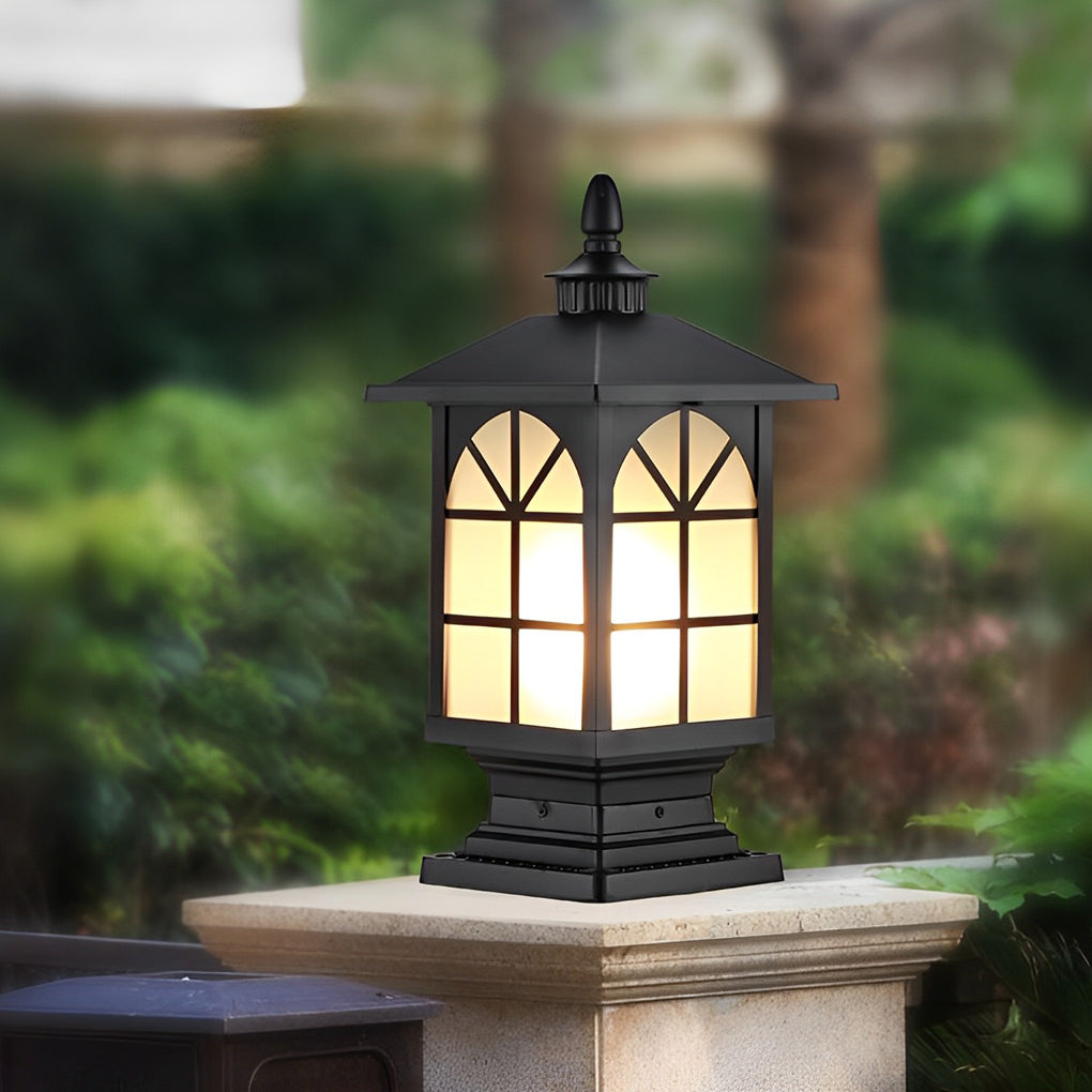 WINCHESTER VINTAGE IRON POST LANTERN - WATER-RESISTANT OUTDOOR ILLUMINATION
