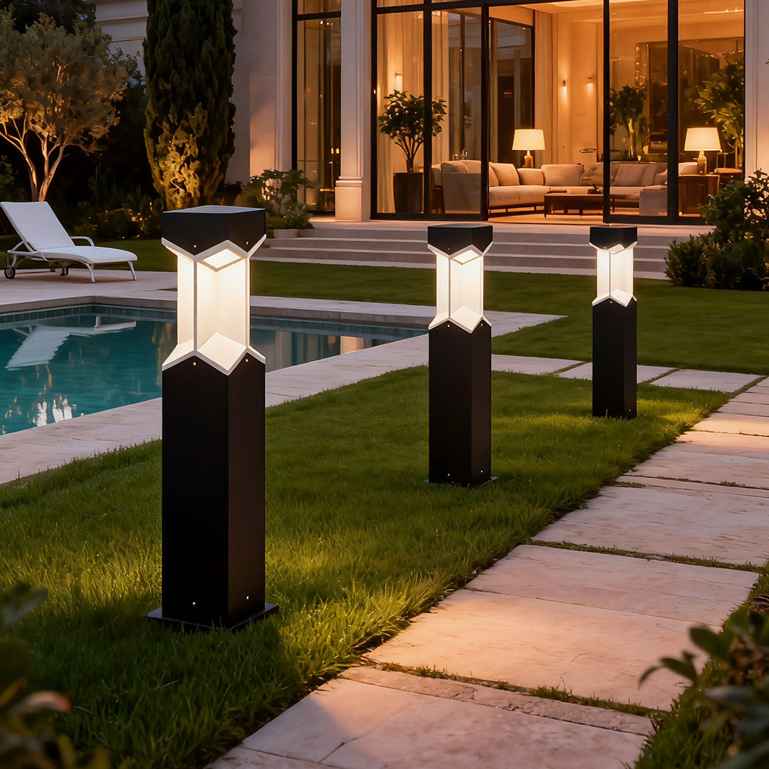 WINTHROP BLACK WEATHER-RESISTANT GARDEN BOLLARD LIGHT