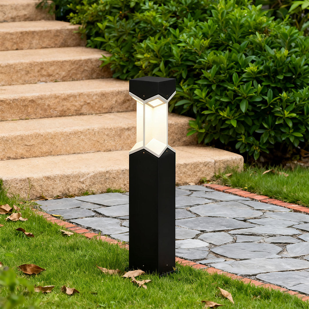 WINTHROP BLACK WEATHER-RESISTANT GARDEN BOLLARD LIGHT