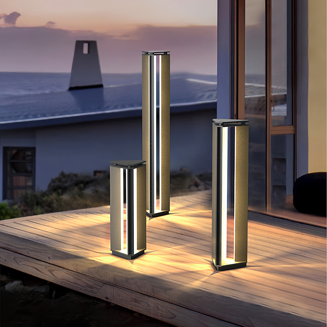 WINTHROP OUTDOOR BOLLARD LANTERN, MINIMALIST WATER-RESISTANT AMBIENT ILLUMINATION